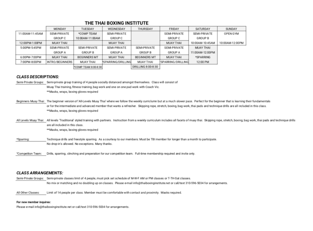 november schedule